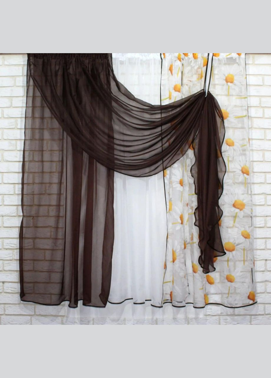 Шифоновые занавески шторы короткие 2x340x170 см (zanaves089к-3) No Brand (308755323)