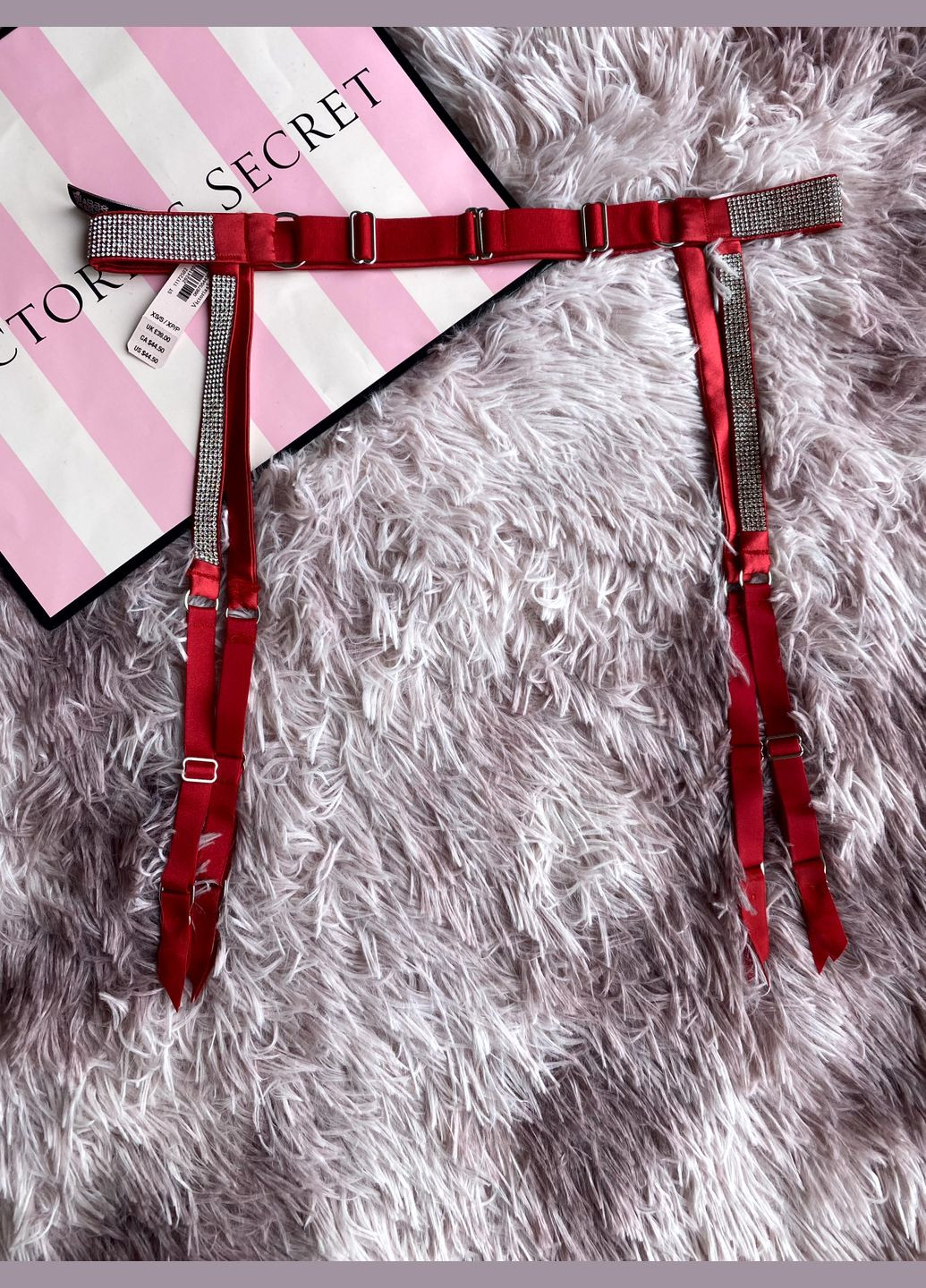 Пояс для чулок со стразами, XS/S красный (26241652) Victoria's Secret very sexy shine strap garter belt (286421172)