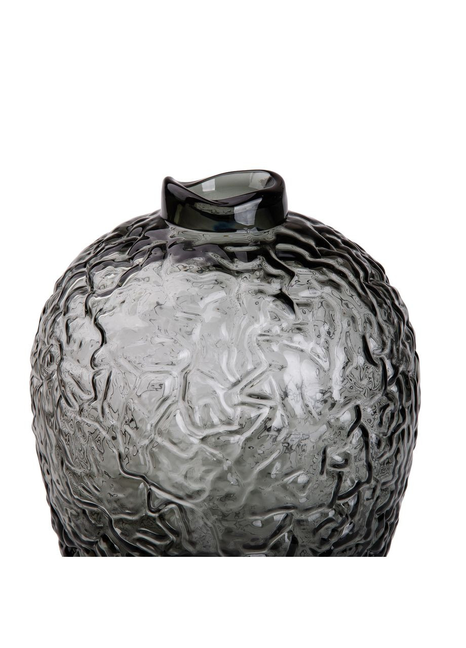 Ваза для квітів зі скла, декоративна кругла, 30 см, сіра. Yiwu (315635930)