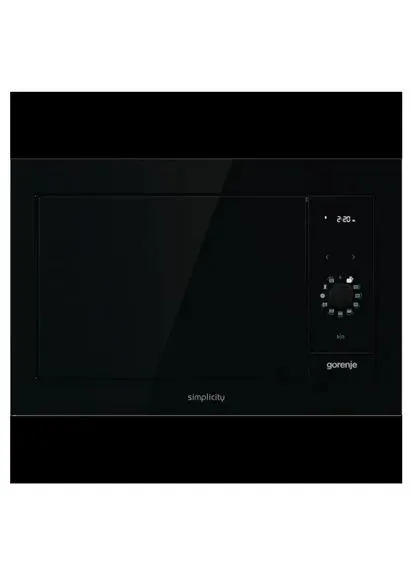 Встраиваемая микроволновая печь Simplicity, 23 л, механическое управление, 900 Вт, гриль, дисплей, черная. с грилем Gorenje