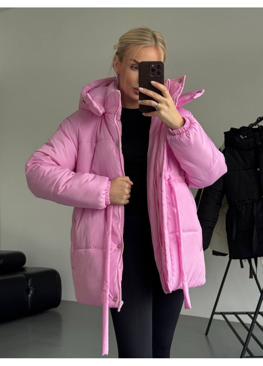 Рожева зимня стильна обʼємна куртка Vakko