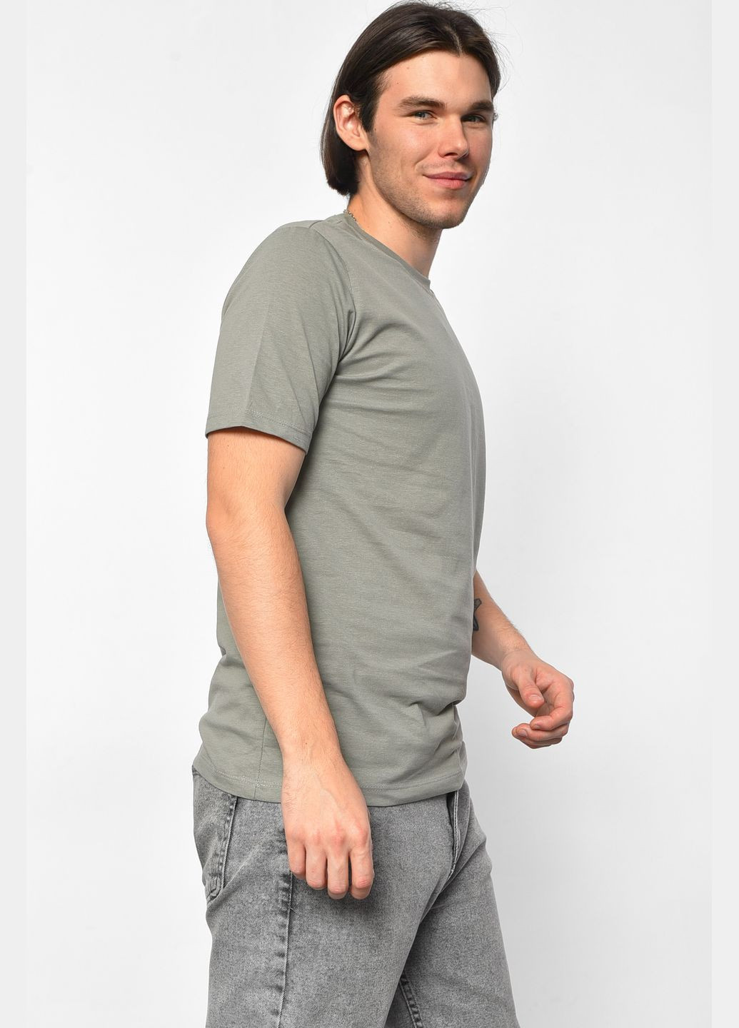 Сіра футболка чоловіча однотонна сірого кольору Let's Shop