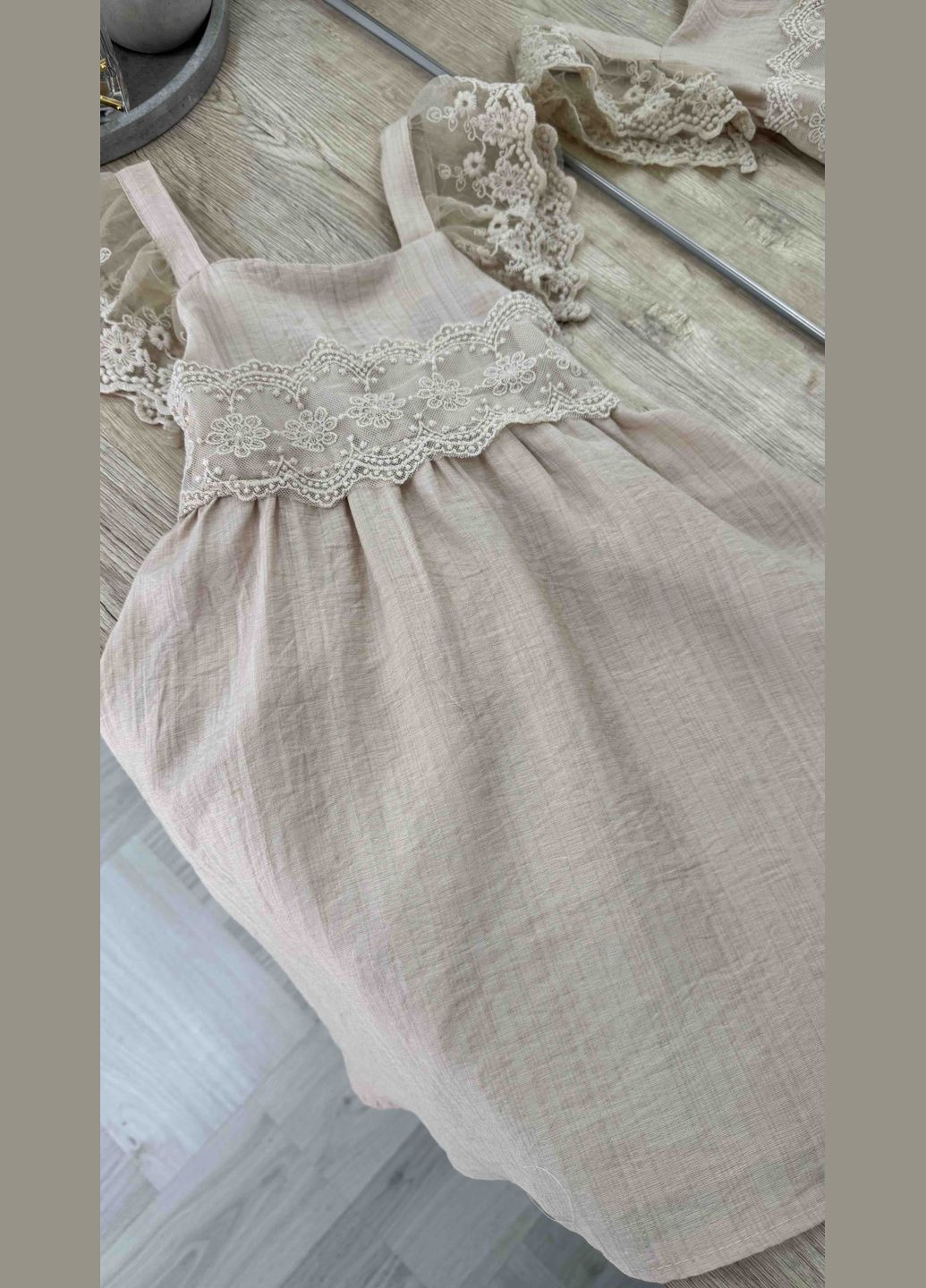 Бежева сукня святкова для дівчинки на літо BabyStyle (336898008)