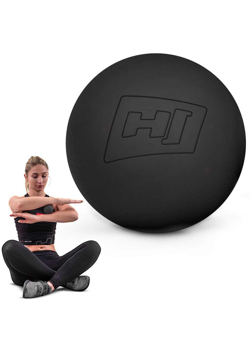 Силиконовый массажный мяч 63 мм HS-S063MB черный Hop-Sport (361952837)