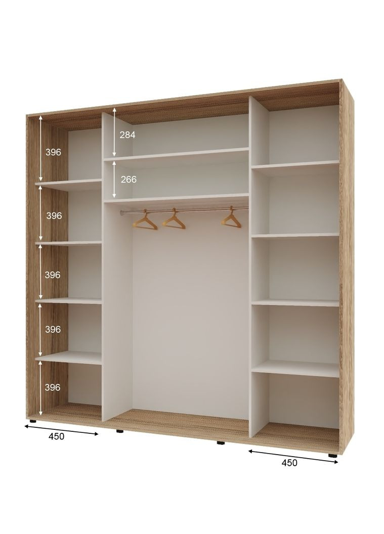 Шафа-купе тридверна 220*60*220 см Натуральний 3 двері ДСП Максі Комфорт Меблі (360473415)