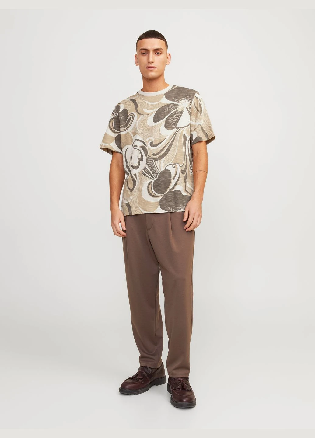 Бежевая футболка basic,бежевый в узоры,jack&jones Jack & Jones