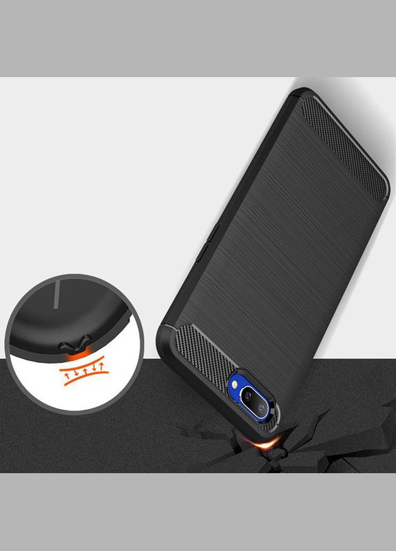 Силіконовий чохол для Realme C2 Чорний бампер під карбон Ultimate Experience (322506663)