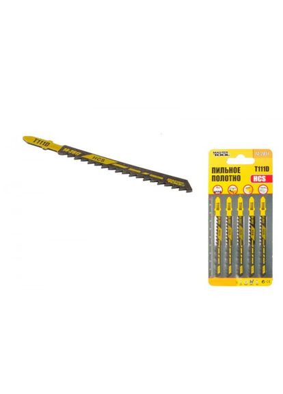 Пильне полотно для лобзика по дереву 5 шт, швидкий прямий різ, 6TPI, L 100 мм T111D, basic GM (14-2817) Mastertool (320576271)