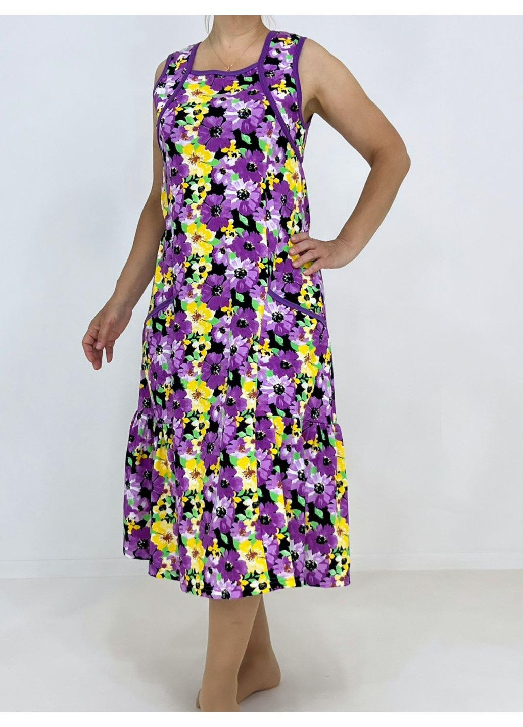 Сарафан літній кулір з кишенями Pars 56-58 Бузковий (54456852-3) Triko (337342720)