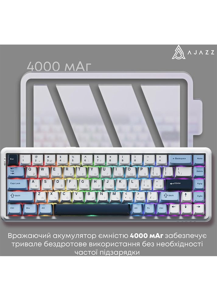 Клавиатура AK680 MAX RGB (8+8K) White-Dark Blue (AK680-M-BWD-A) Ajazz (351363979)