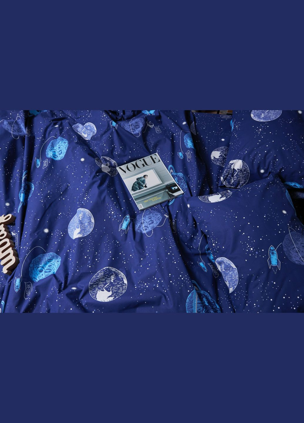 Комплект постельного белья Бязь Gold Люкс «» семейный 143х210х2 наволочки 2х50х70 (MS-820004821) Moon&Star Planets (293147790)