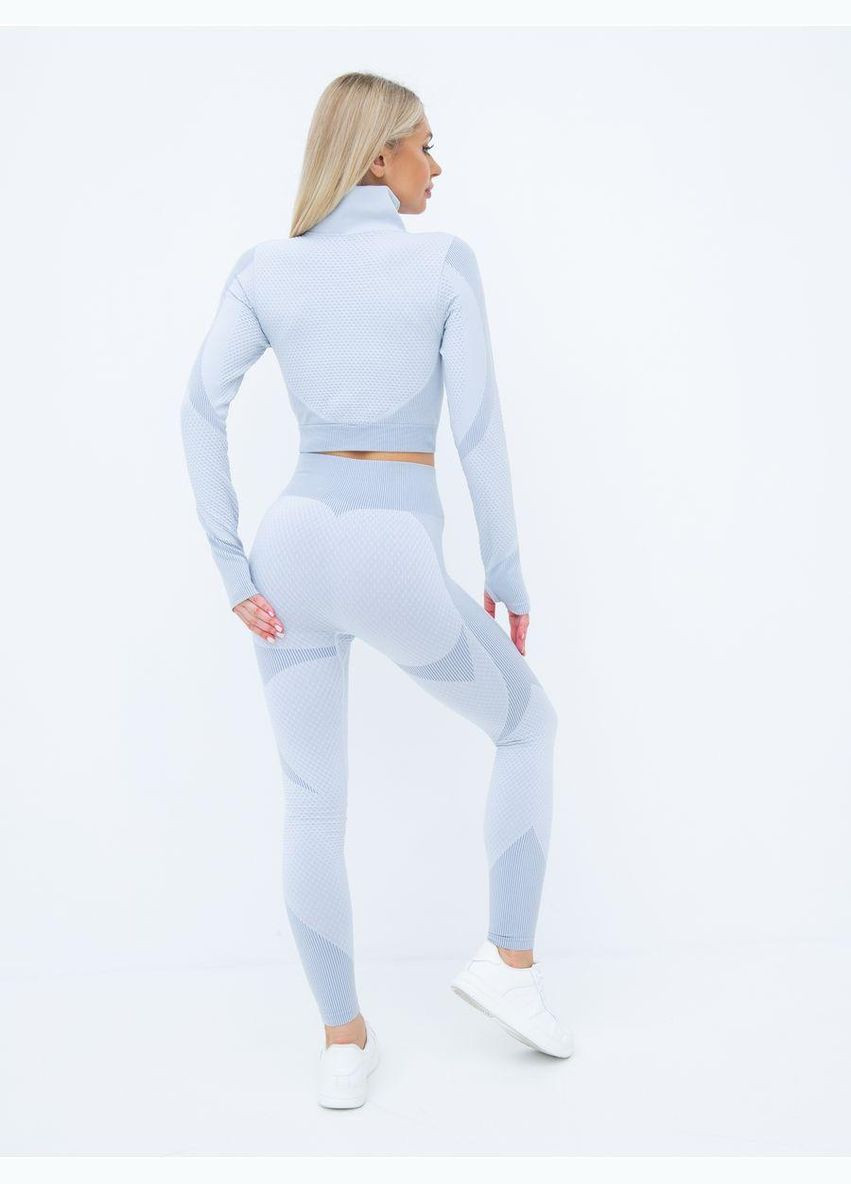 Спортивный костюм тройка (рашгард, топ и леггинсы) светло-серого цвета, размер XL Trends (330757055)