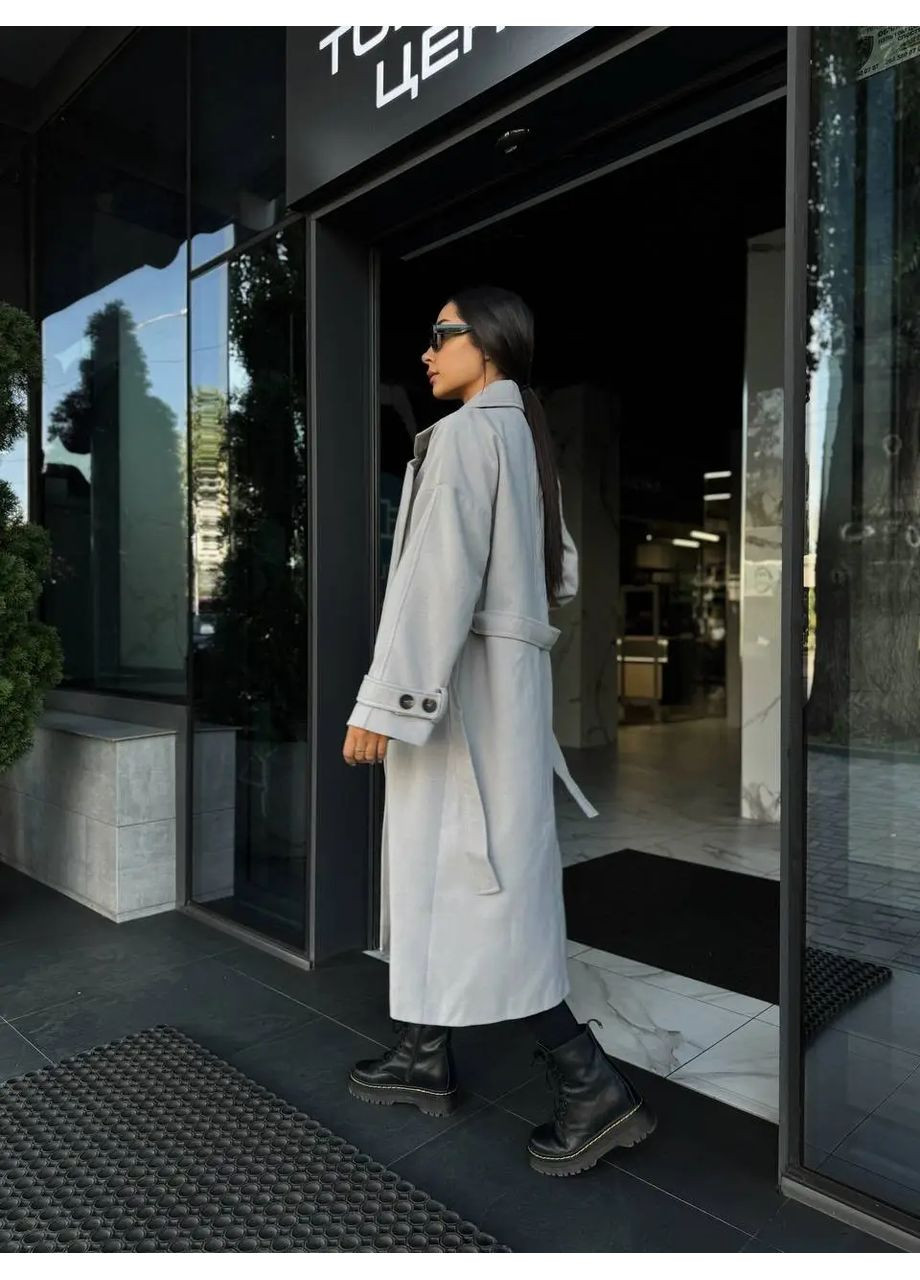 Сіре демісезонне Пальто жіноче сіре оверсайз No Brand