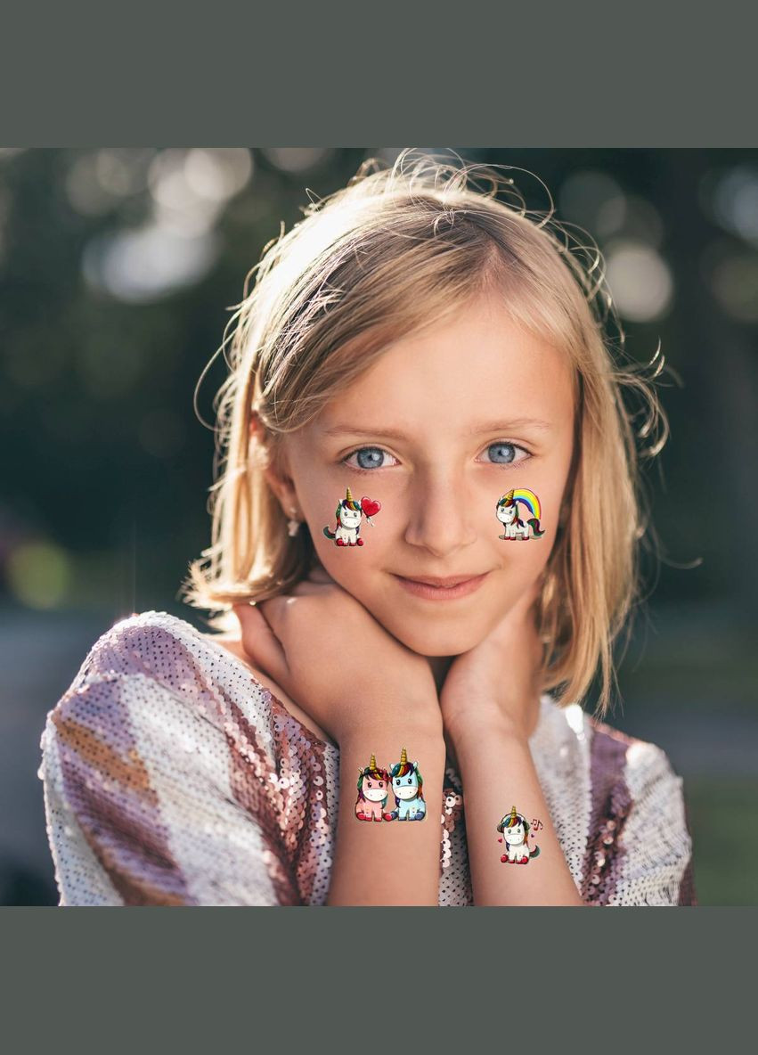 Набір тимчасових тату "Дружні єдинороги" Tattooshka (304773748)