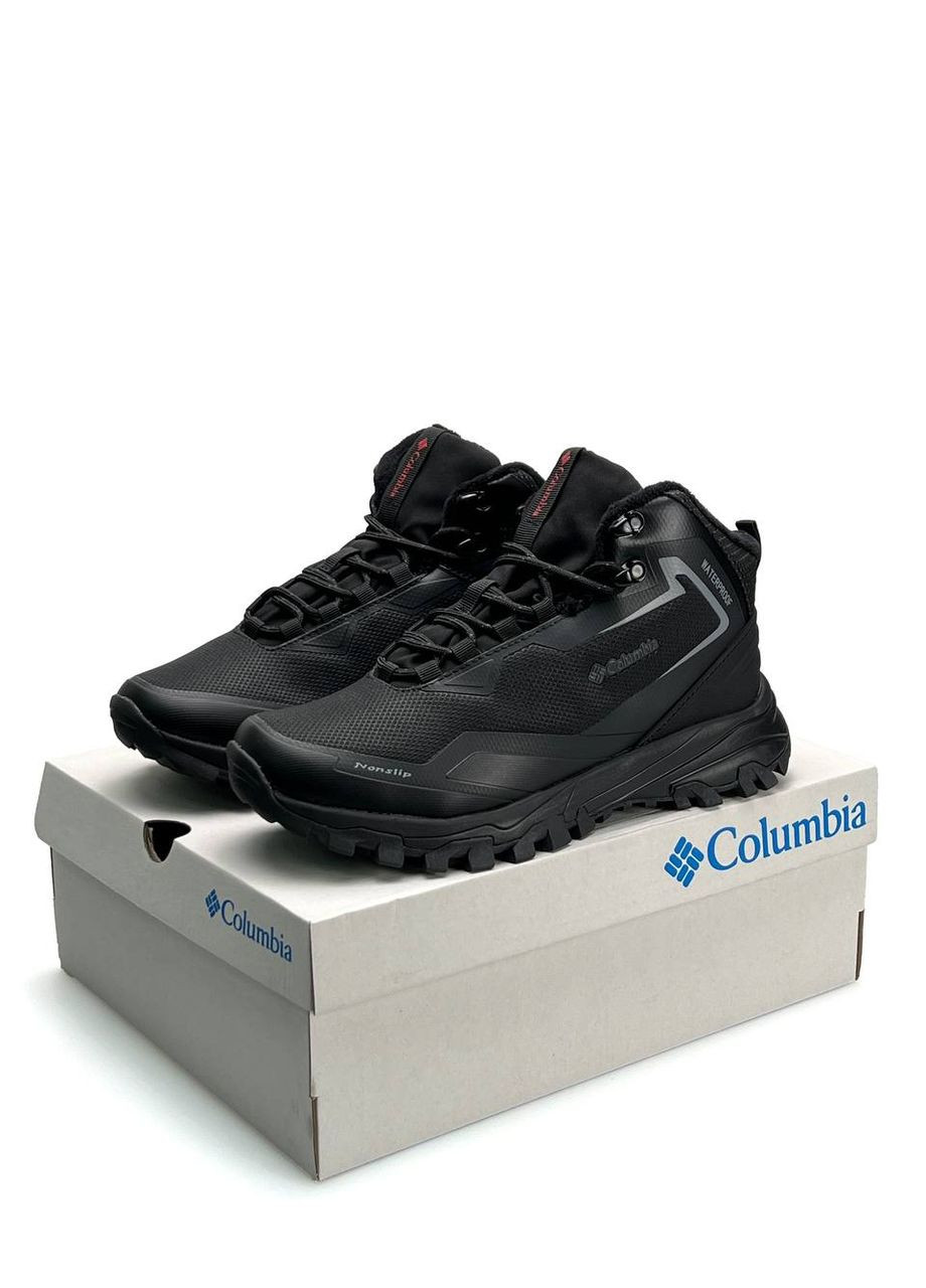 Черные зимние кроссовки мужские columbia No Brand Trailstorm Black Red Fur