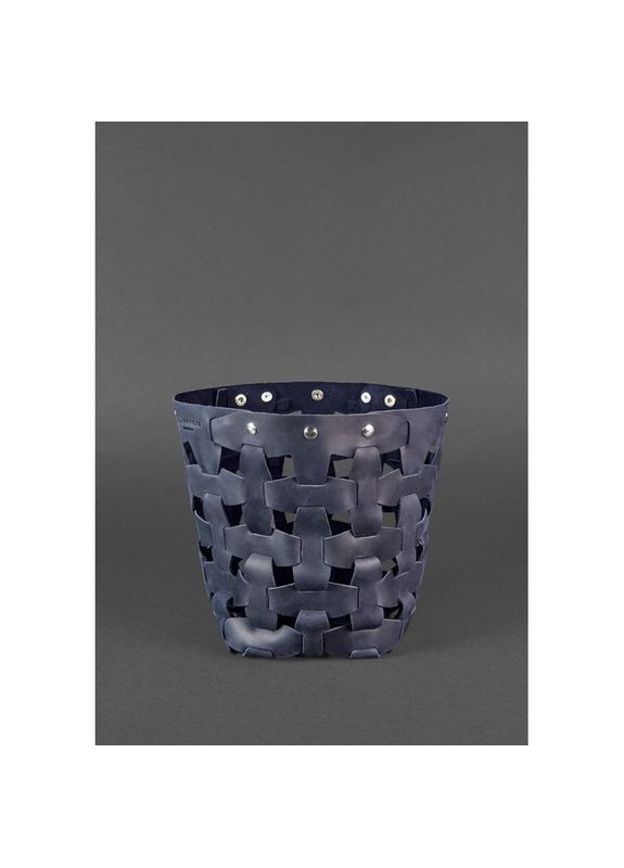 Кожаная плетеная сумка женская через плечо Пазл M синяя Crazy horse BlankNote (302008821)