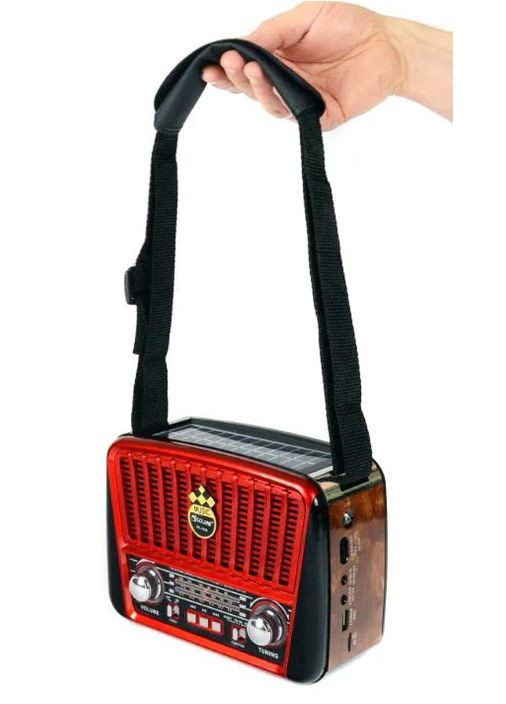 Радиоприемник RX-455S аккумуляторное радио портативная колонка с солнечной панелью Solar USB Красный Golon (316630655)