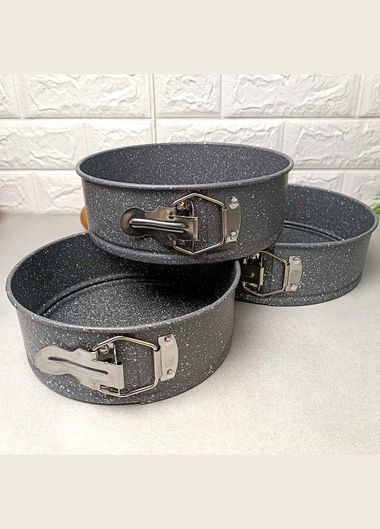 Набор разъемных металлических форм с мраморным покрытием 3шт Ø18/20/22*6.5 см, 0034 А-П A-Plus (366818084)