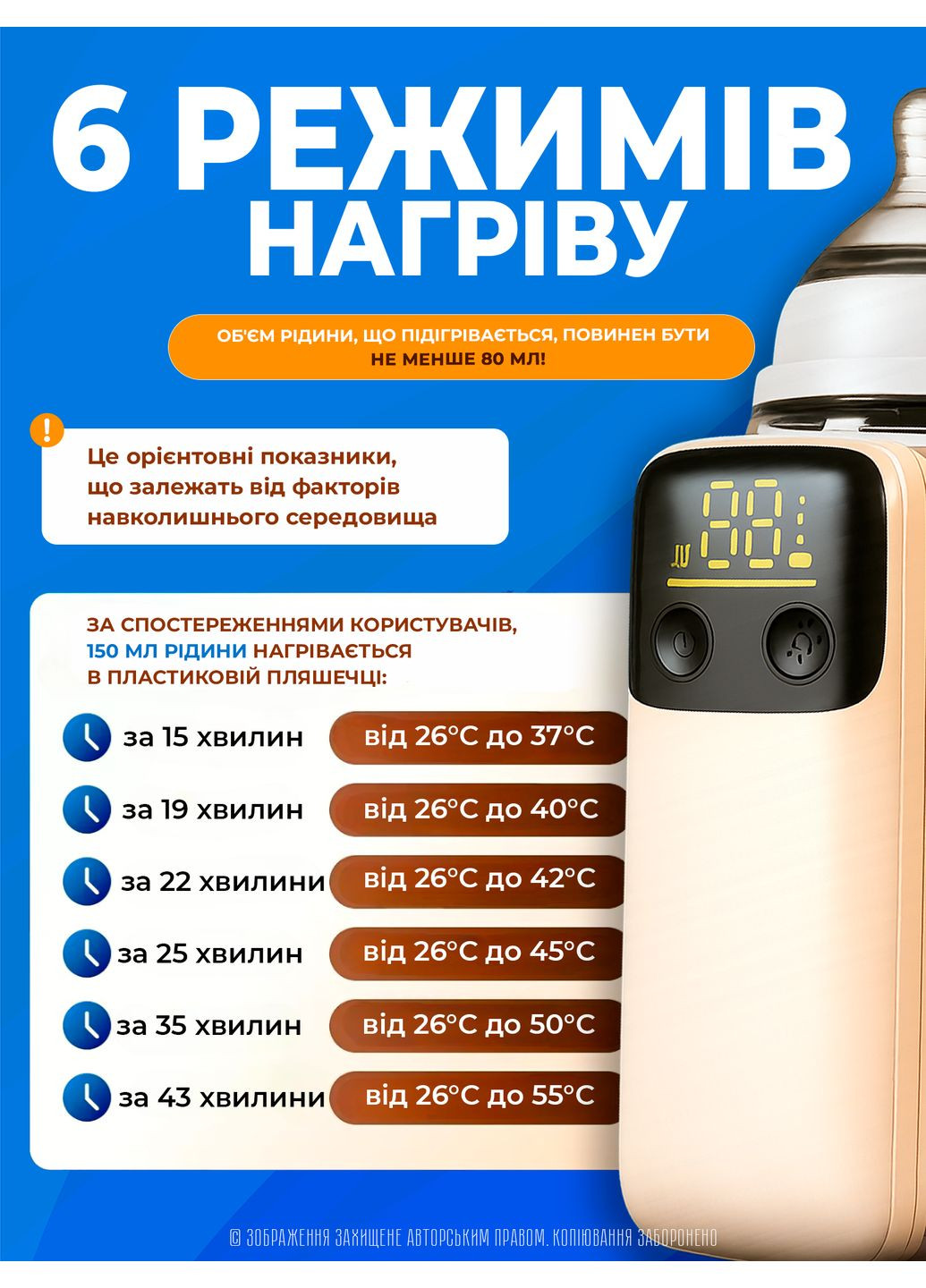 Акумуляторний підігрівач дитячих пляшок портативний нагрівач дитячого харчування грудного молока дорожній Бежевий 73725 DobraMAMA (352769208)