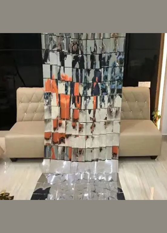 Дождик для фотозоны кубиками на стену 2 м на 1 м серебристый Jannet Дощик (316580380)