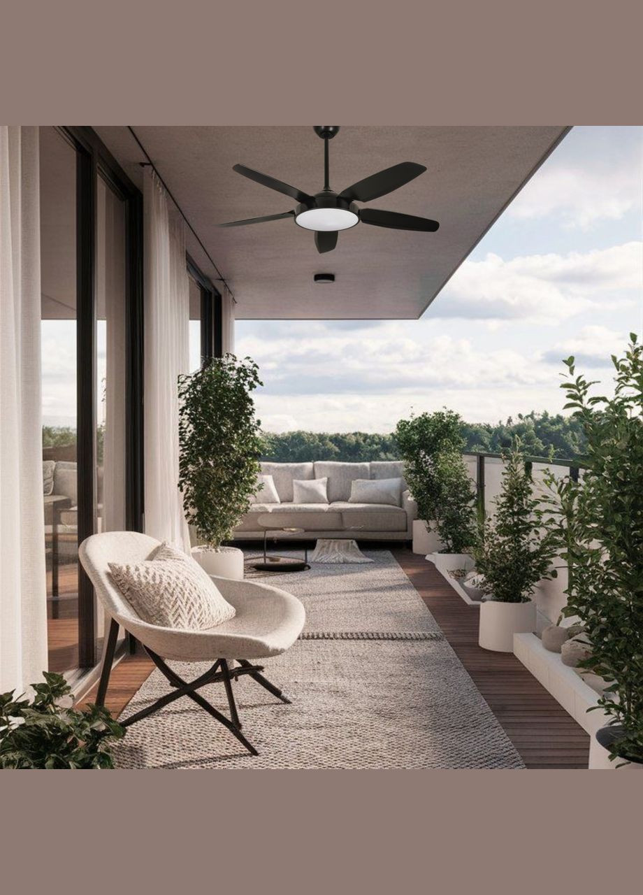 Люстра-вентилятор чорна з пультом 50W 130см (94-7103 (52) BK) No Brand (370070412)