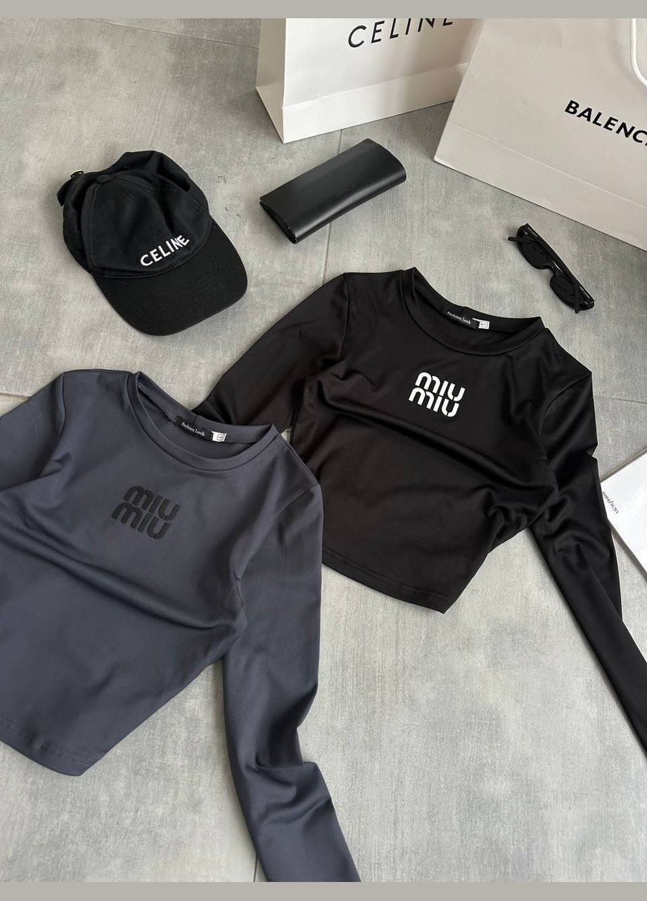 Женский укороченный лонгслив с трендовой надписью Adelante (316504487)