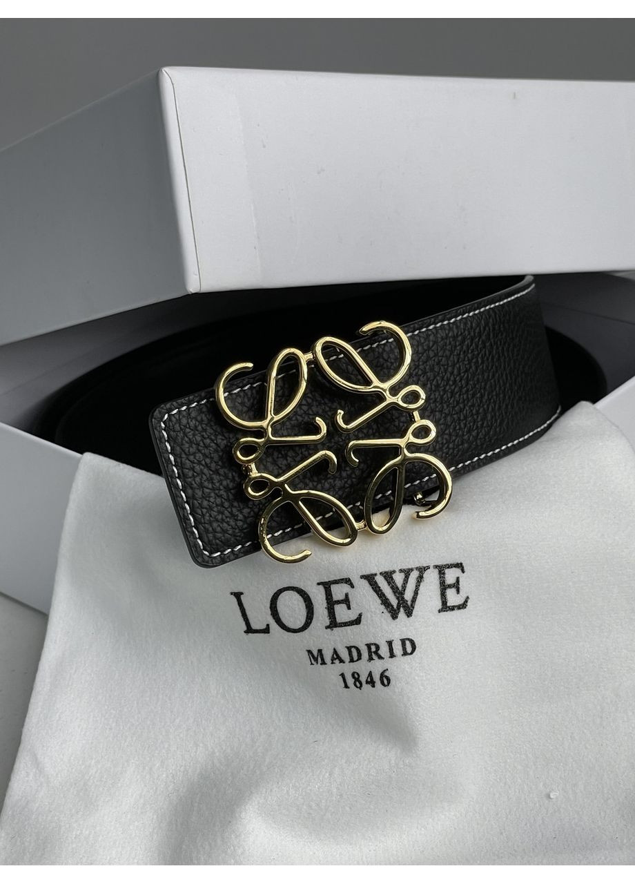 Ремень Anagram Belt in Pebble Grain Calfskin Black Gold No Brand (362488617)