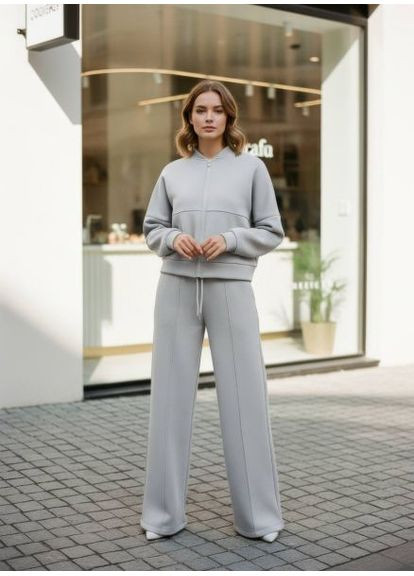 Теплый женский костюм двойка (худые на молнии), тринитка на флисе, размер (арт. 899TB) No Brand (365783941)