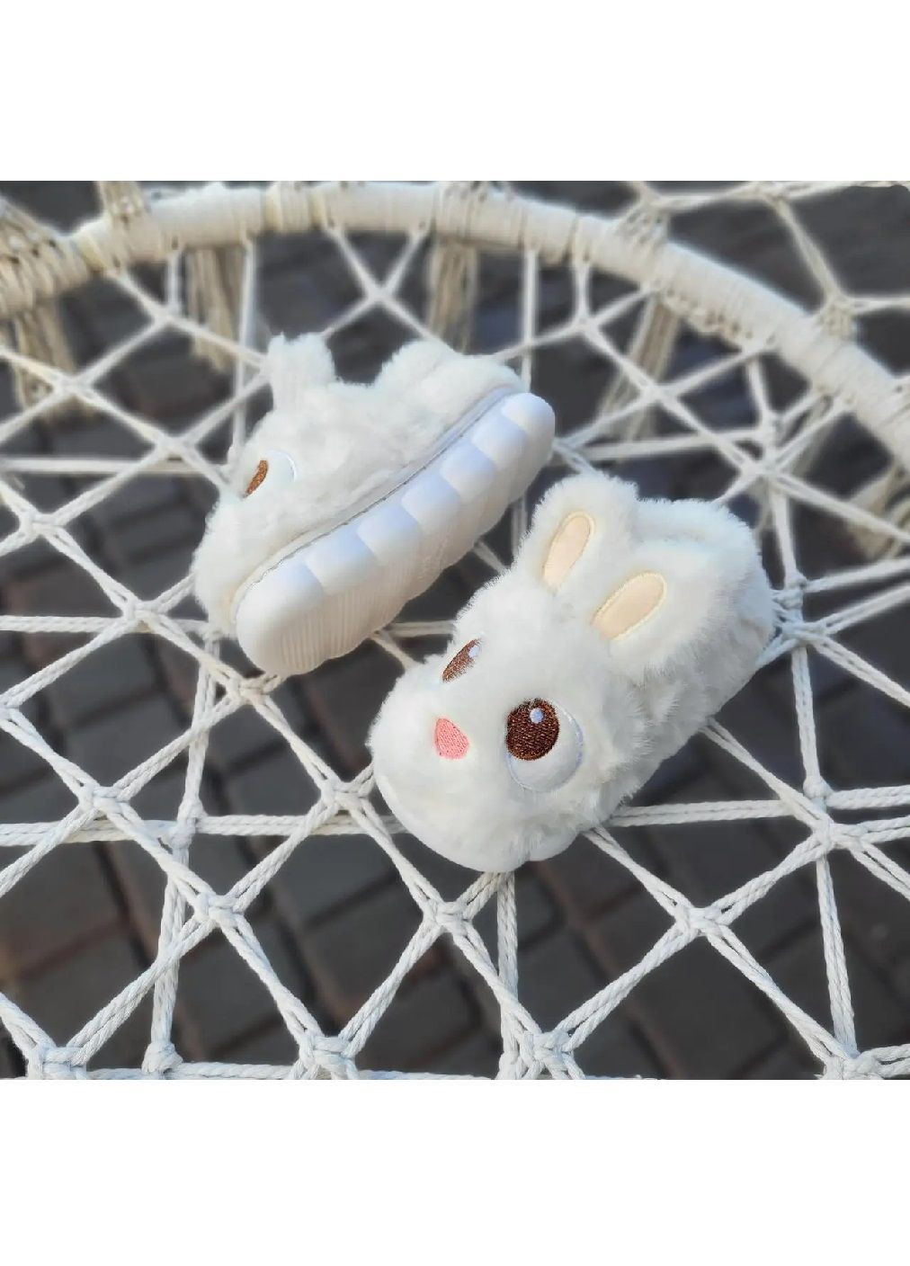 Дитячі кімнатні домашні зимові плюшеві закриті капці для дітей дівчаток 23 см (481729-Prob) Біла Зайка розмір 36-37 Unbranded (365657959)