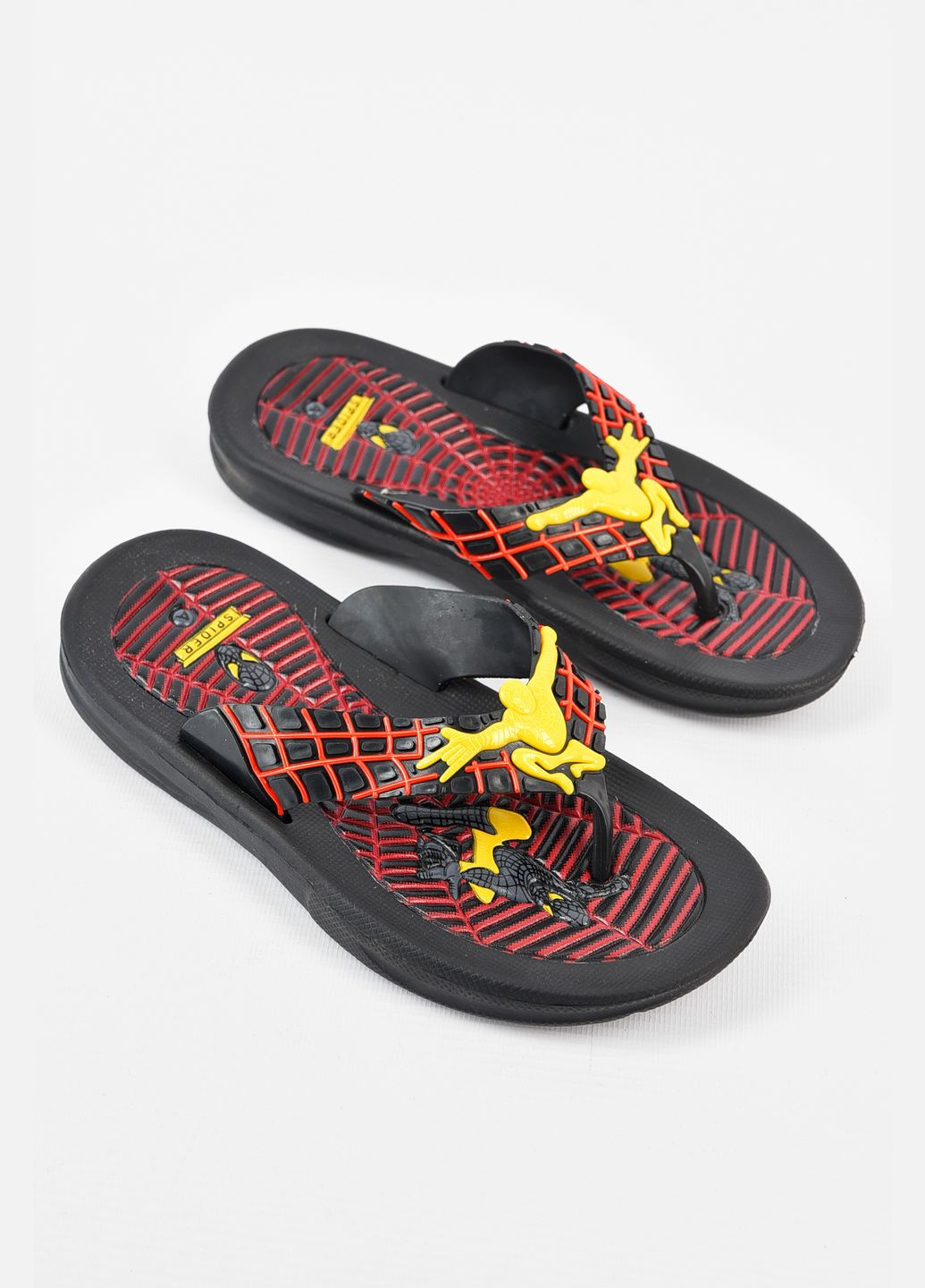 Черные вьетнамки детские для мальчика черно-красного цвета с человеком пауком Let's Shop