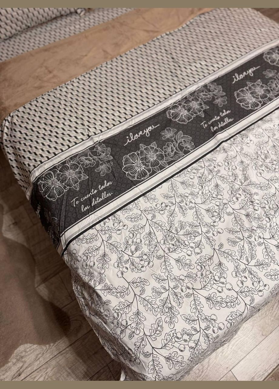 Постельное белье велюр Фланелева Евро 200х230 наволочка 70х70 2шт Черно белый No Brand (323160954)