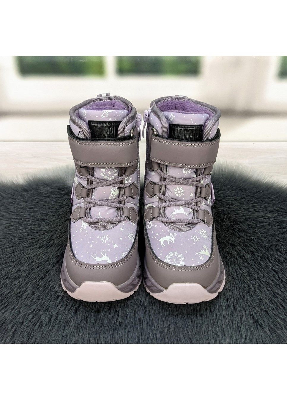 Сиреневые повседневные зимние ботинки дутики зимние детские для девочки Biki
