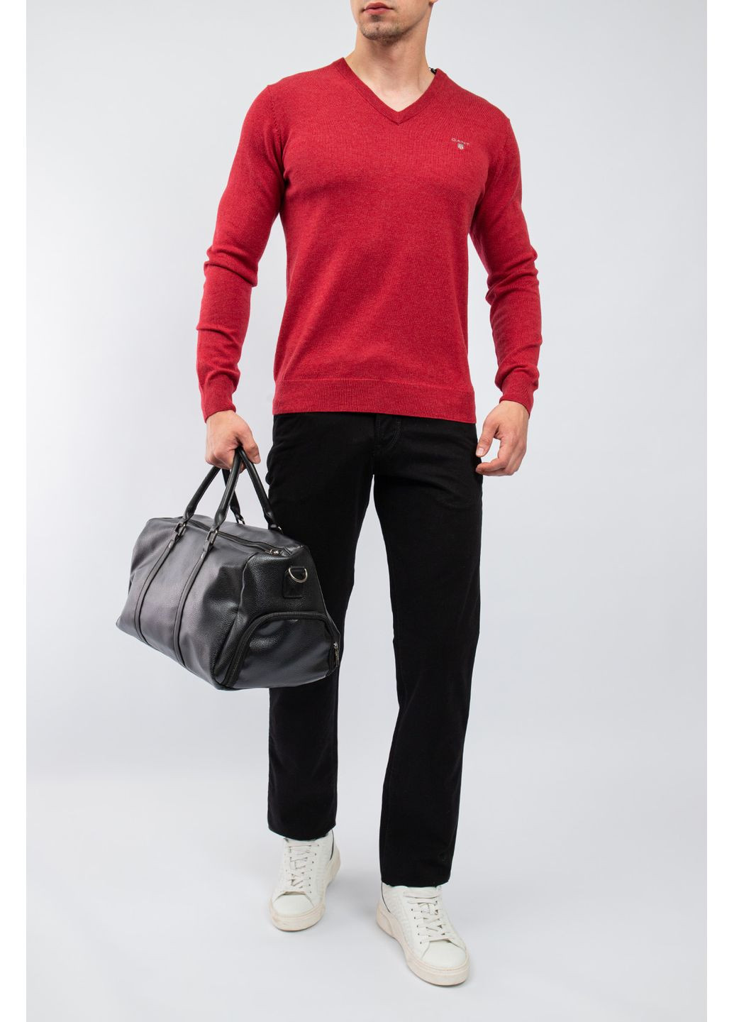 Бордовый пуловер из хлопка и шерсти Gant (353761325)