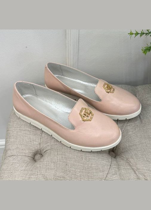 No Brand Жіночі шкіряні туфлі-мокасини на потовщеній білій підошві, колір пудра. 36 розмір білий з, — літо (303931658)