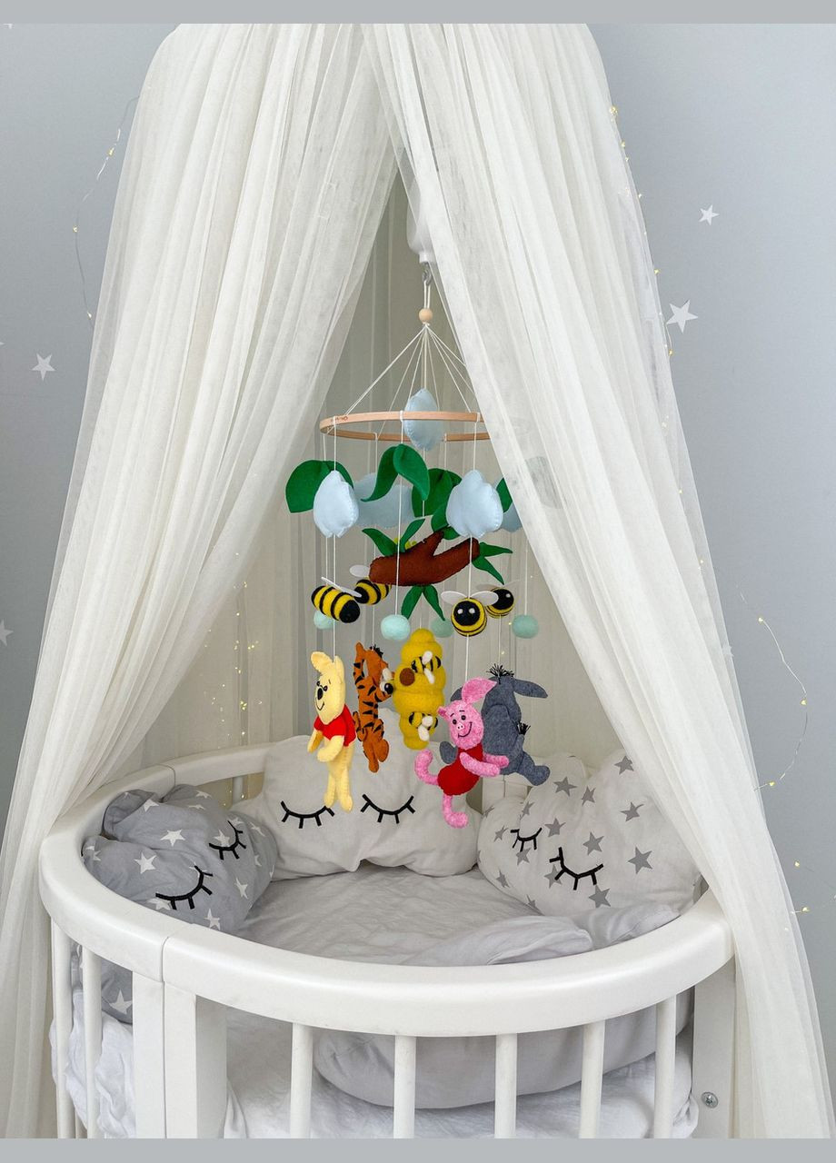 Дитячий музичний мобіль на ліжечко для немовлят WooolyWool «Пригоди друзів» з 35 мелодіями No Brand (342757968)