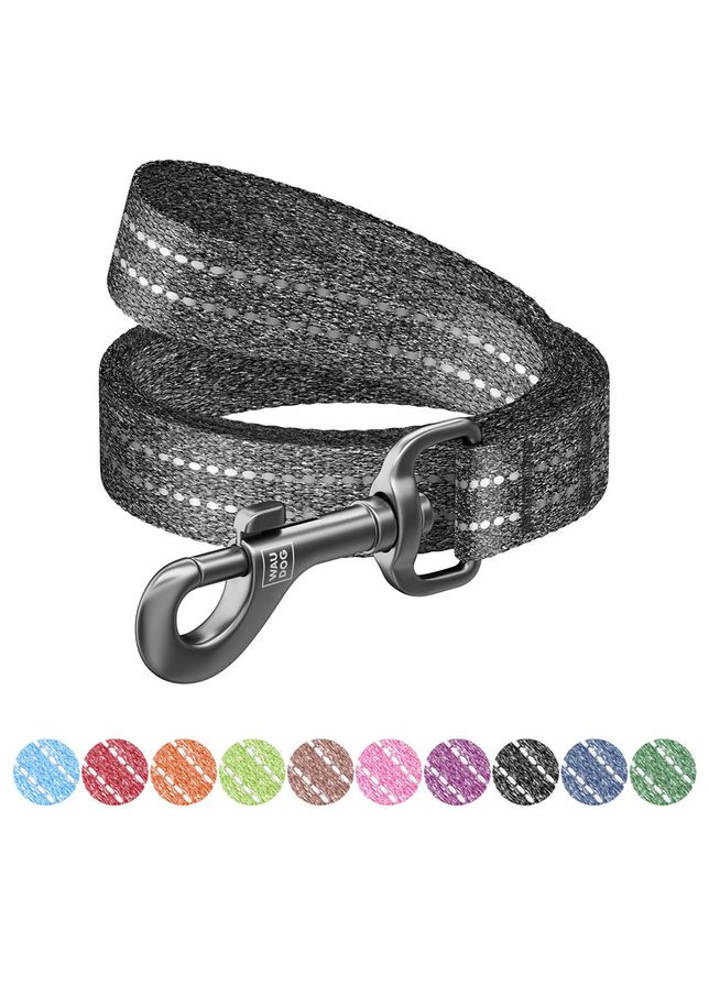 Повідець для собак із відновленої бавовни Re-cotton, світловідбиваючий, Ш 25 мм, Дов 200 см сірий WAUDOG (326836370)