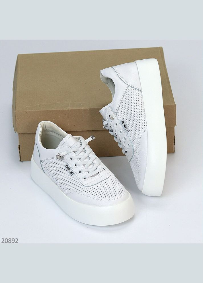 Белые кожаные кроссовки с перфорацией, кеды KDSL Florin белые лето (316278577)