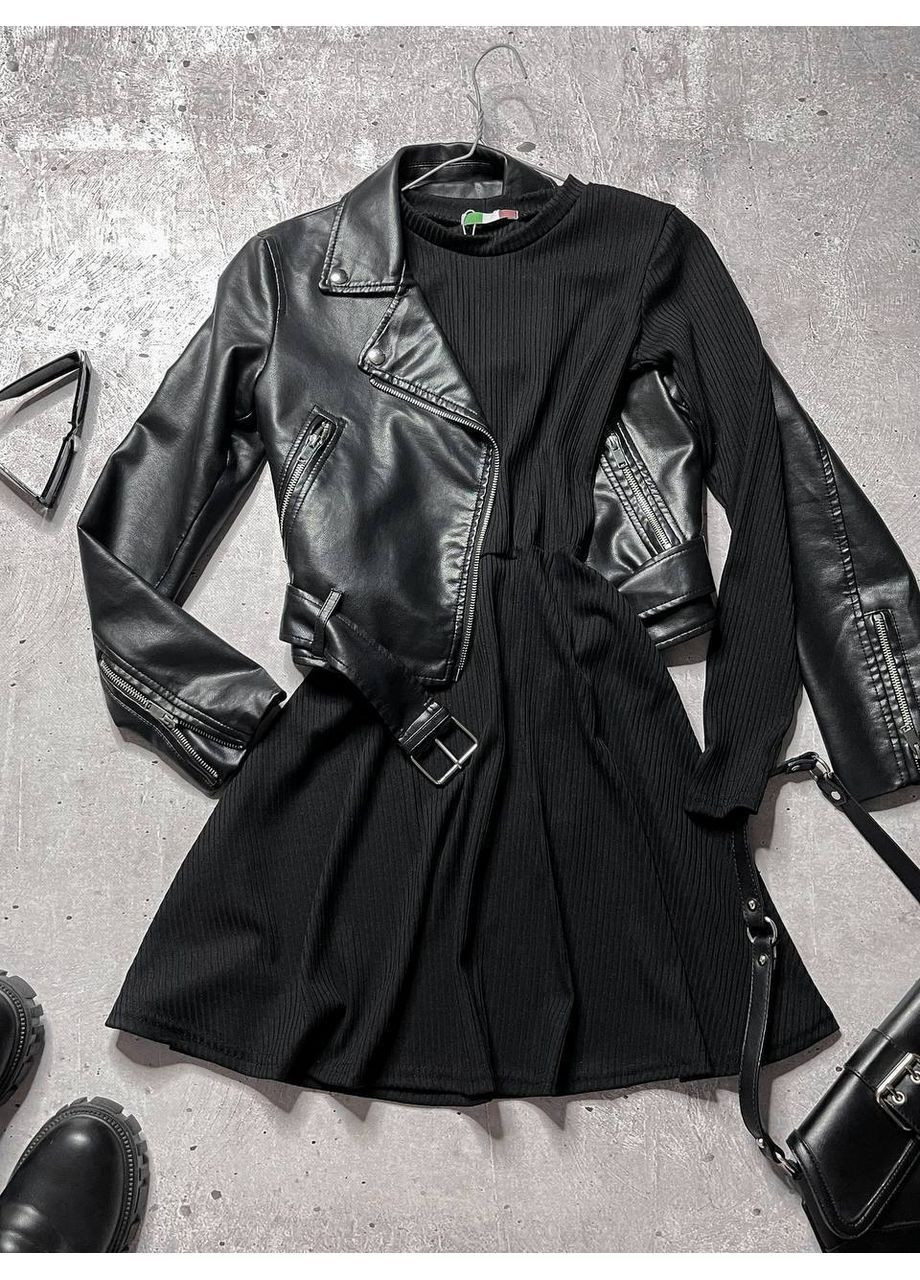 Черное повседневный, вечернее, деловое, кэжуал женское платье клеш FINO Mode однотонное