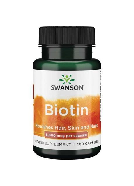 Біотин для зростання і зміцнення волосся, Biotin,, 5 мг, 100 капсул Swanson (366733842)