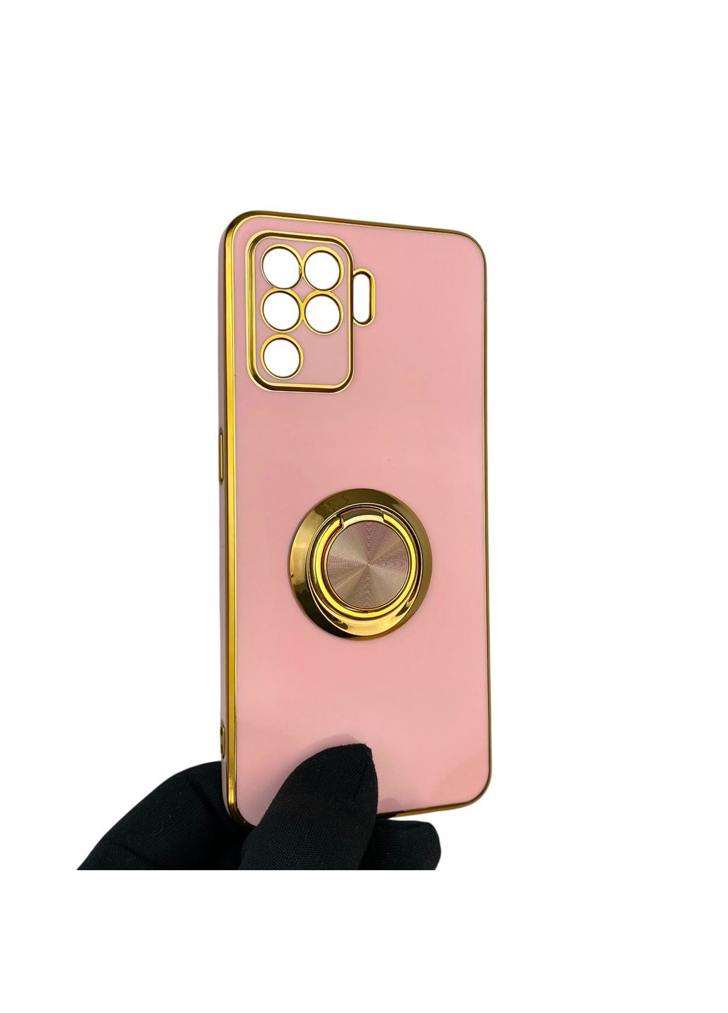 Чехол для Reno 5 Lite с кольцом-подставкой с золотой окантовкой на оппо рено 5 лайт пудровый gs1 Oppo (366233301)