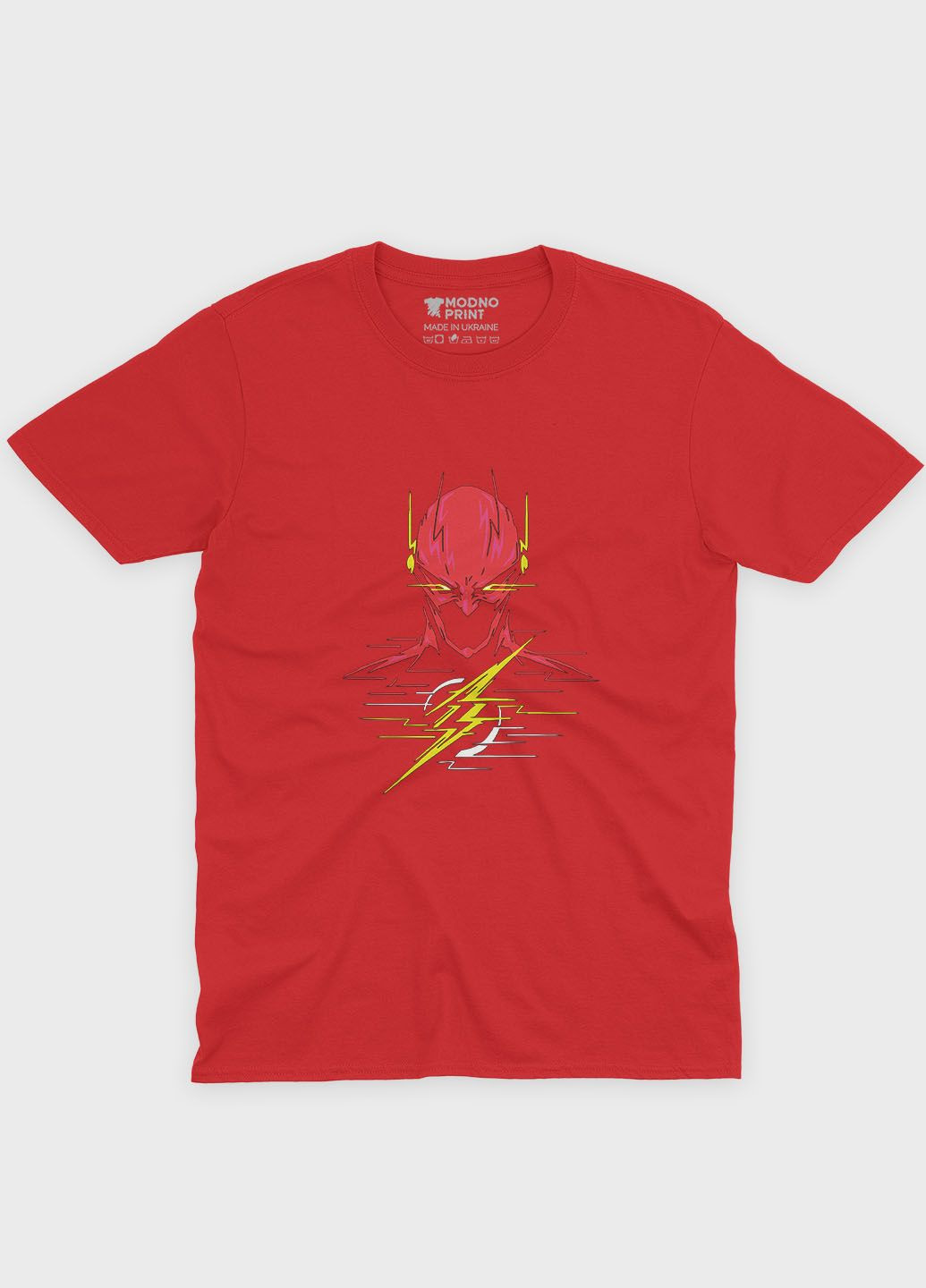 Червона демісезонна футболка для дівчинки з принтом супергероя - флеш (ts001-1-sre-006-010-005-g) Modno