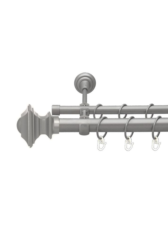 Карниз Борджеза металлический двухрядный открытый гладкая труба Сатин 25\16 мм 200 см (00-00023291) ORVIT (300843000)