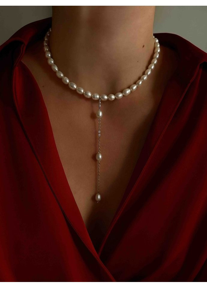 Ожерелье с жемчугом на цепочке-галстуке 5472. LeBijou (368559199)