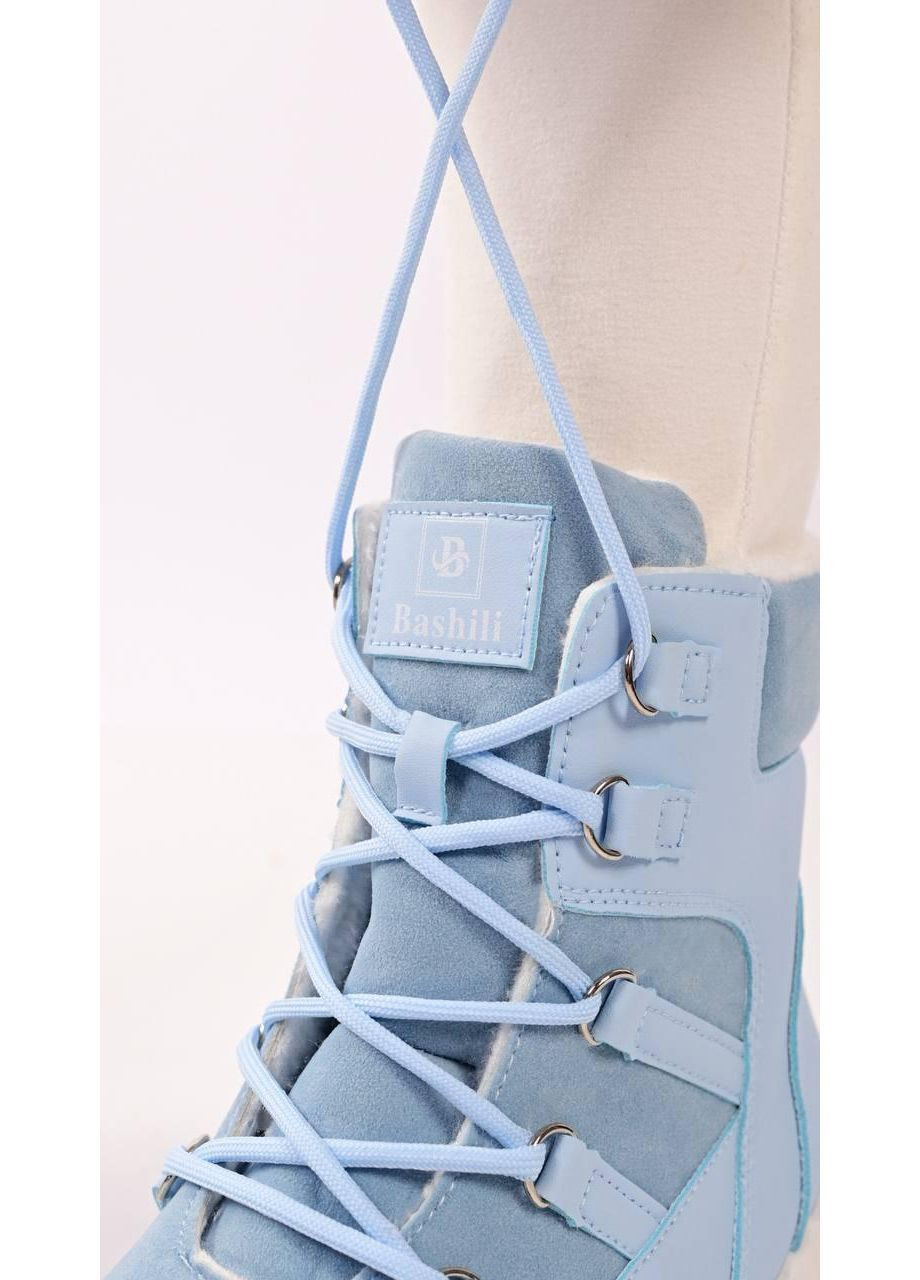 Зимние ботинки женские зимние голубые No Brand без декора из искусственной кожи, плащевка