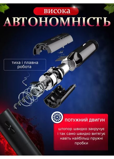 Електричний штопор для вина на акумуляторі WINE OPENER No Brand (380181360)