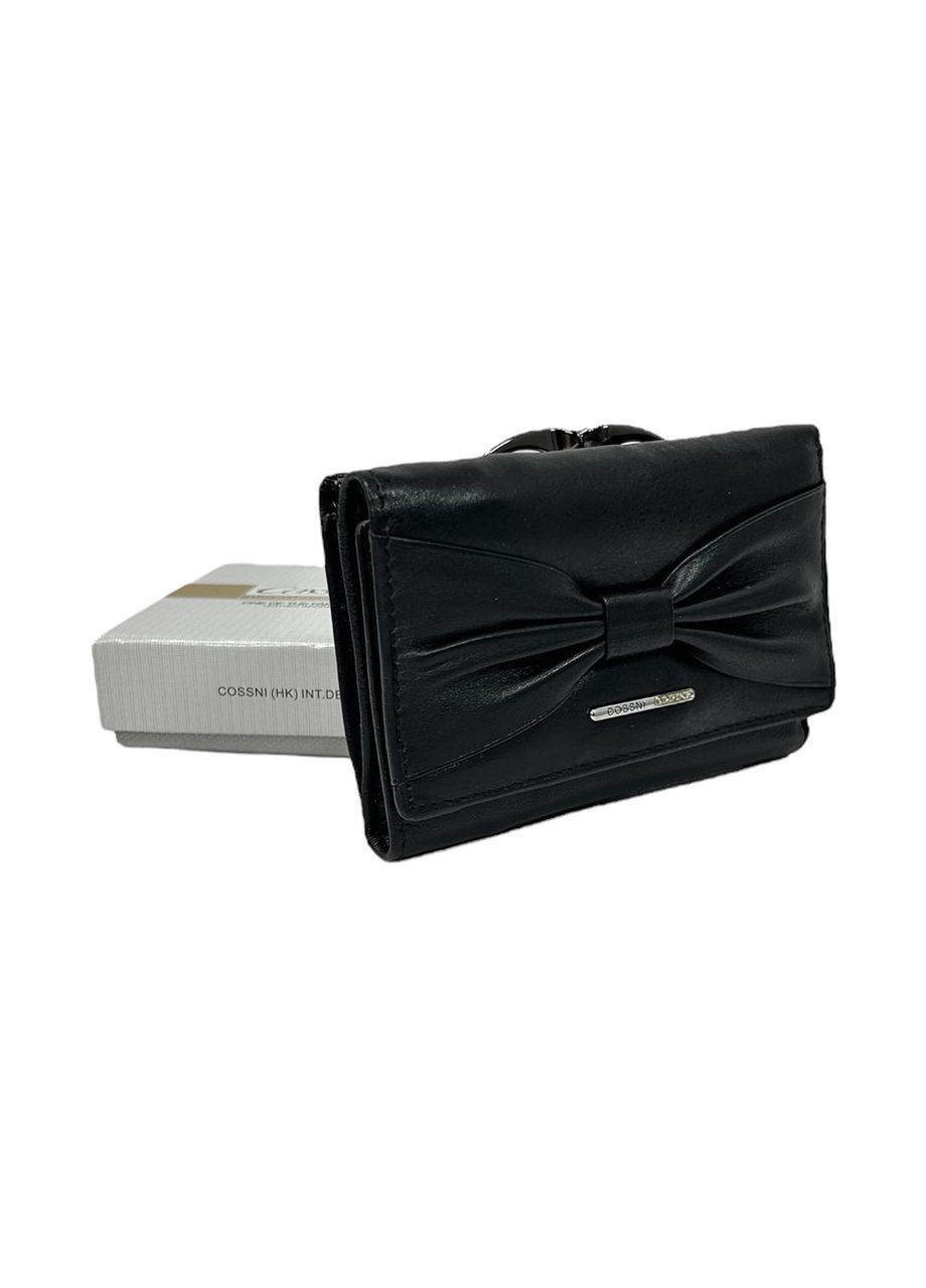 Жіночий гаманець з натуральної шкіри 704-96 чорний 12.5 х 9 х 2.5 Cossni (367263621)