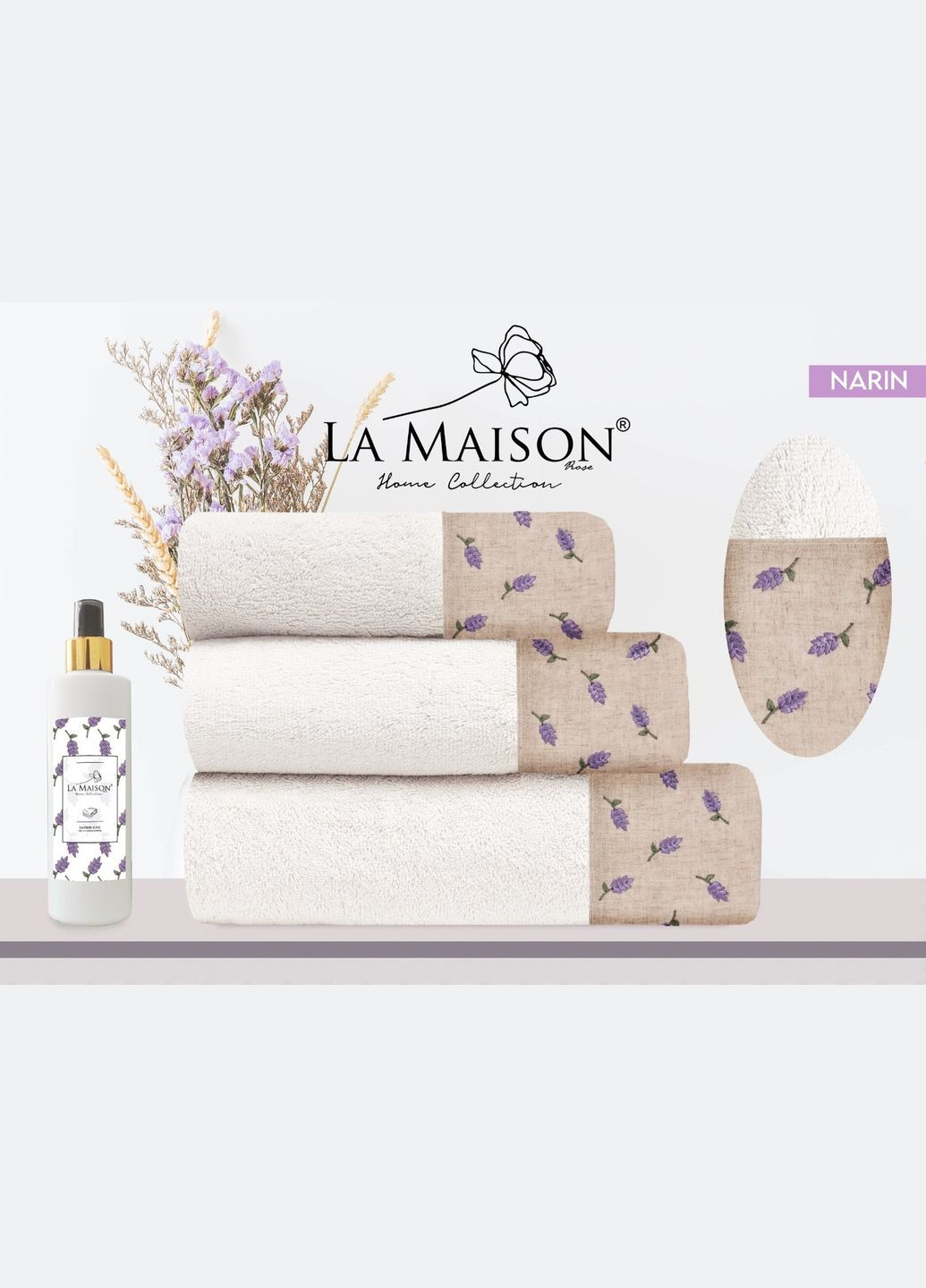Подарочный набор полотенец La, 3 шт. с ароматом Narin Maison белый