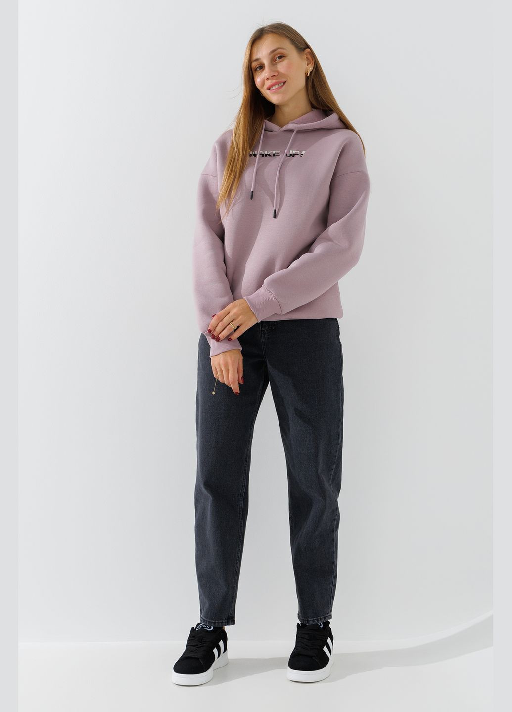 Худи с принтом женский 2418 MP Пудровый shop (2000990781338) Blue World (316012391)