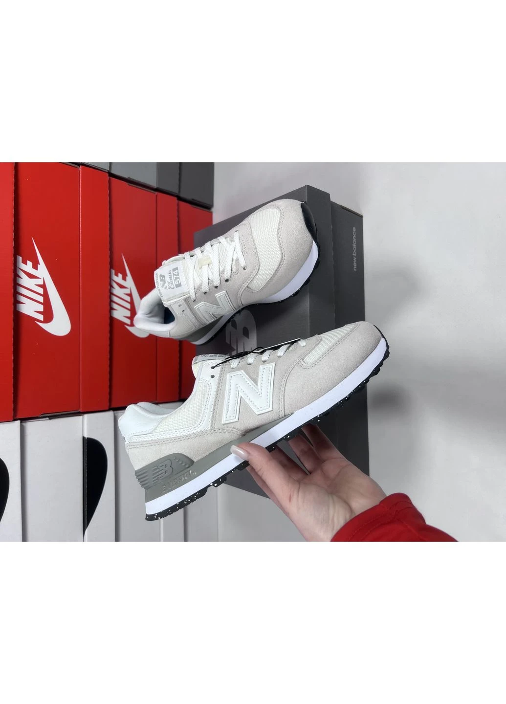 КРОССОВКИ ЖЕНСКИЕ NEW BALANCE 574 BEIGE НЬЮ БЕЛАНС 574 БЕЖЕВЫЕ No Brand бежевые демисезоны (391019211)