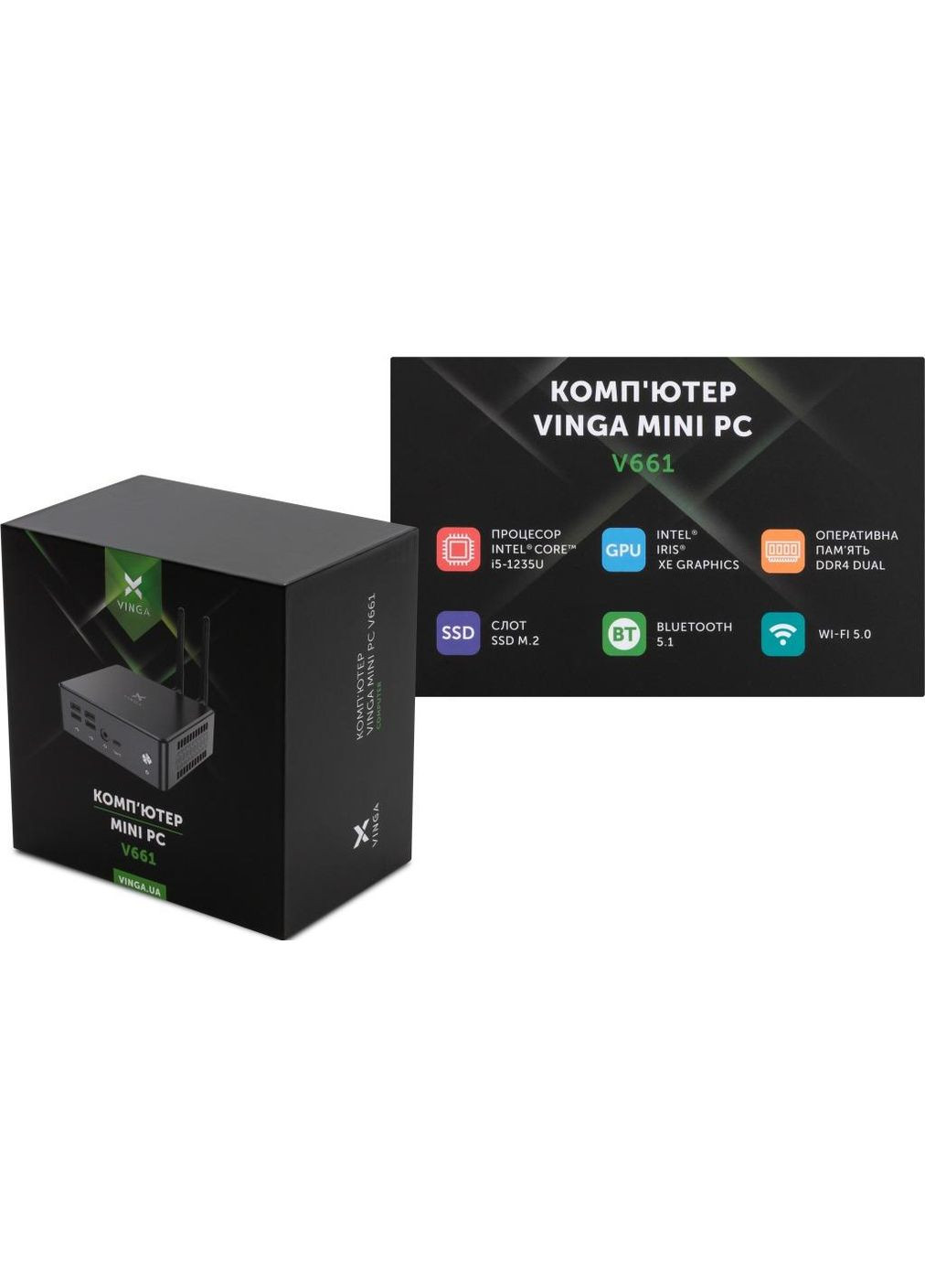 Комп'ютер Mini PC V661 (V6611235U.8512W1P) Vinga (391608129)
